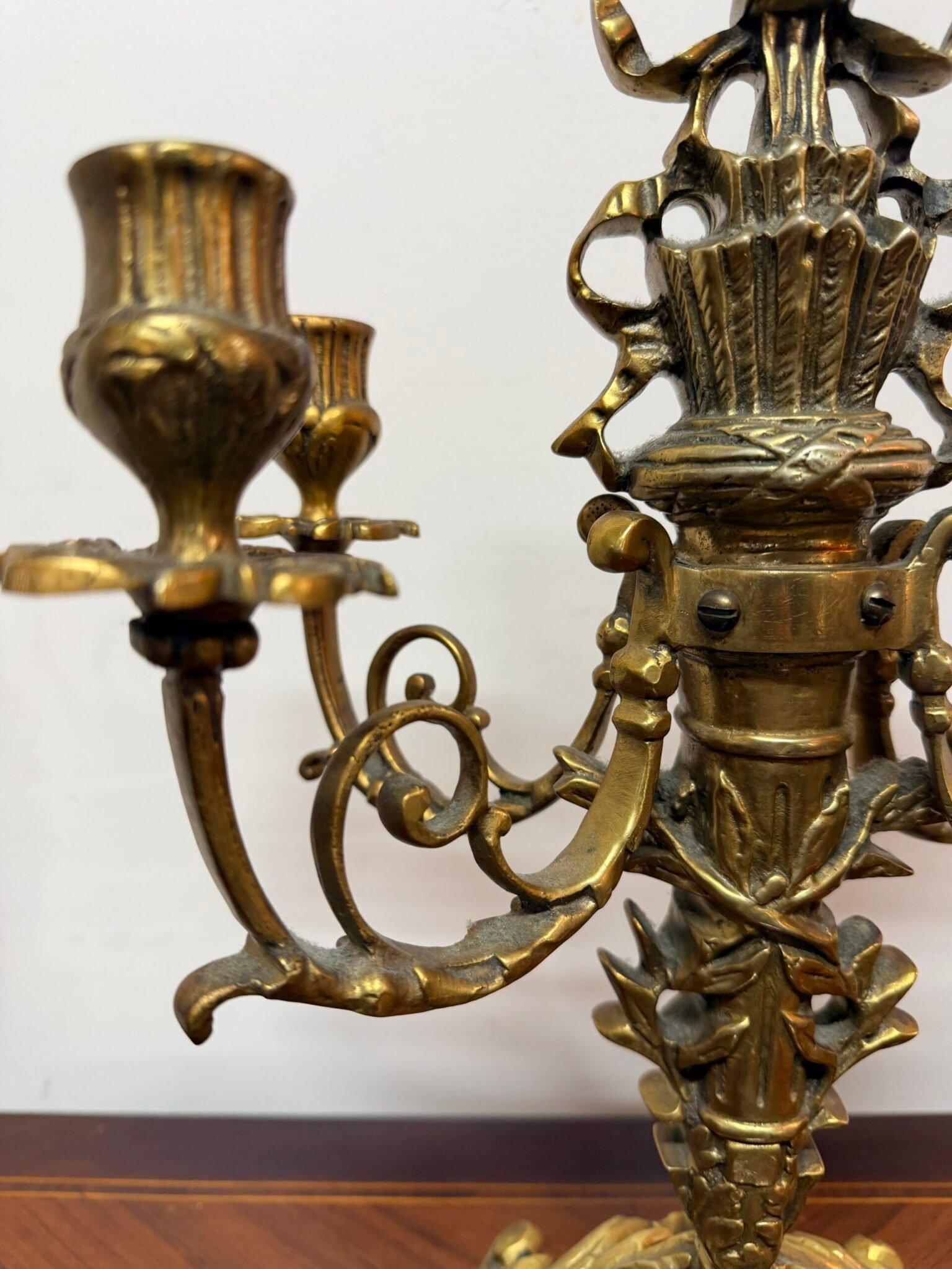 Napoleon III Revival Gilt Brass Candelabra, Late 19th Century French - Image 4