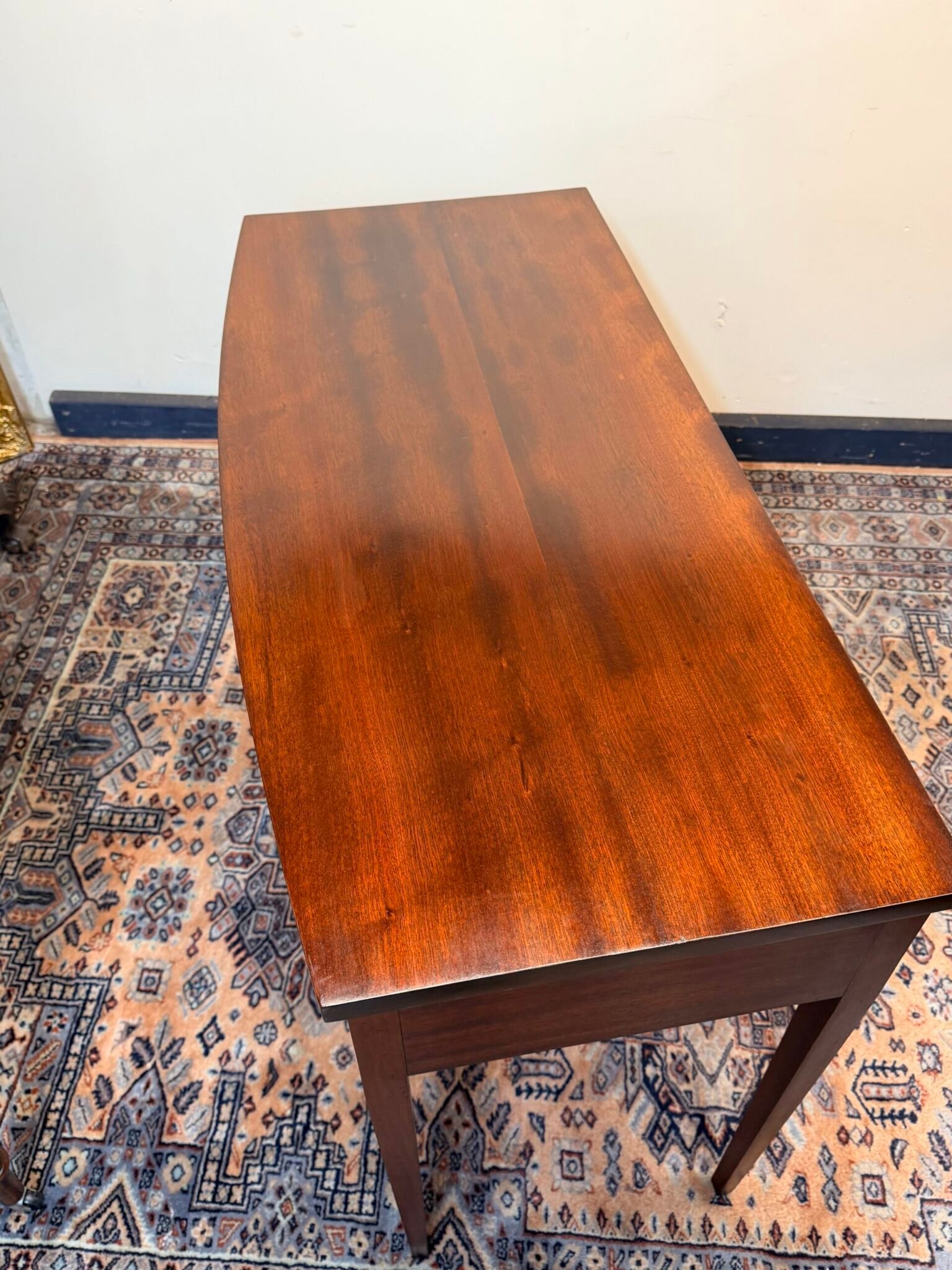 Antique Mahogany Bow Fronted Three Drawer Side or Console Table - Image 6