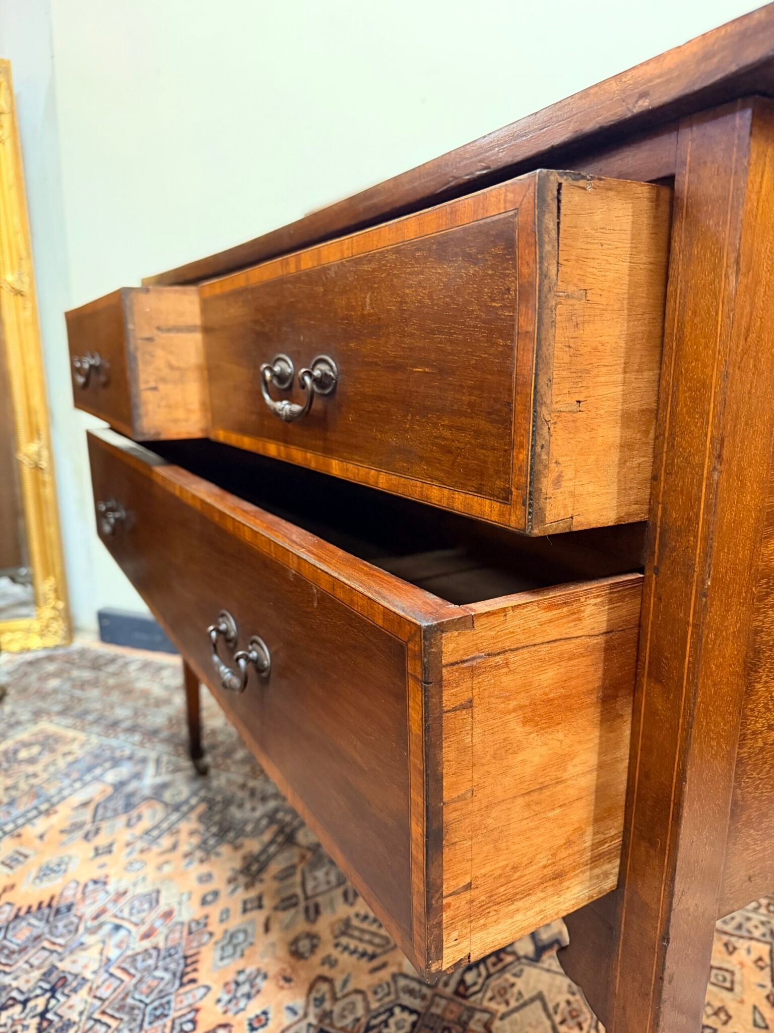 Edwardian Inlaid Mahogany Dressing Table / Chest of Drawers on Castors - Image 6