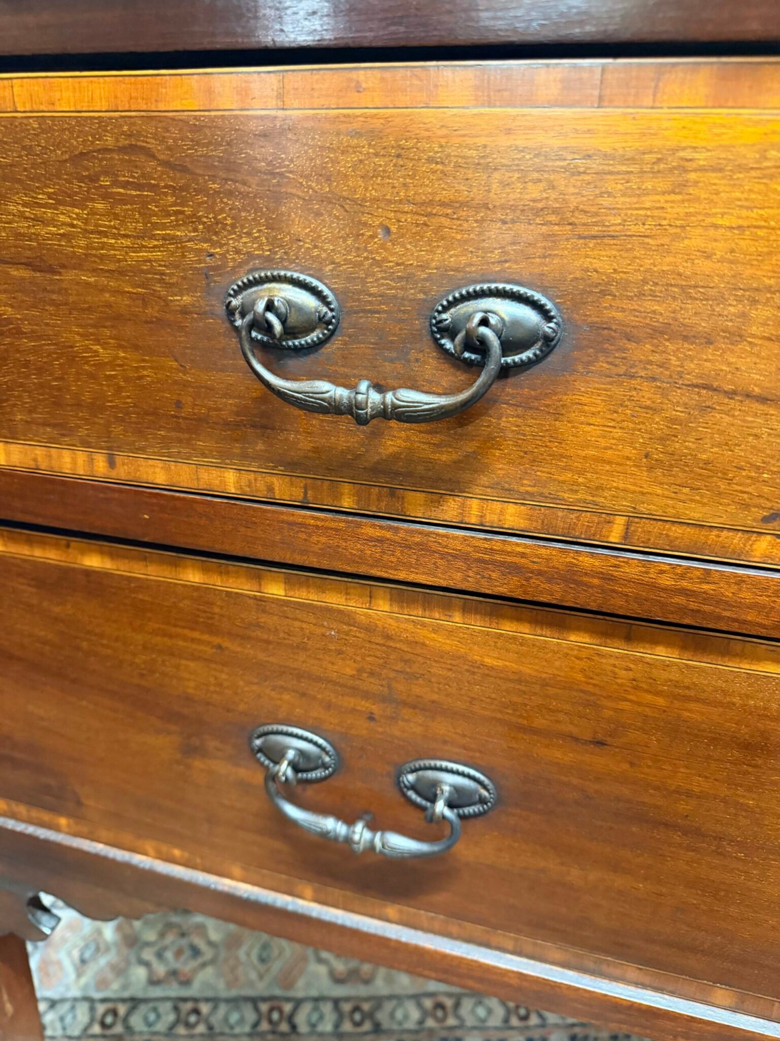 Edwardian Inlaid Mahogany Dressing Table / Chest of Drawers on Castors - Image 3