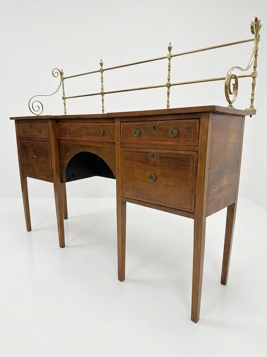 19th Century Mahogany Inverted Breakfront Sideboard with Brass Gallery - Image 3
