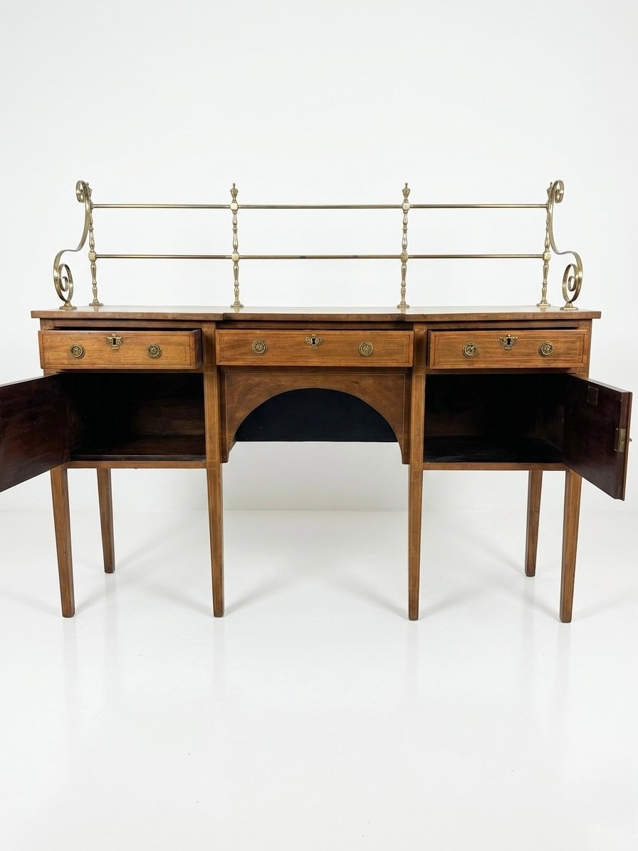 19th Century Mahogany Inverted Breakfront Sideboard with Brass Gallery - Image 2