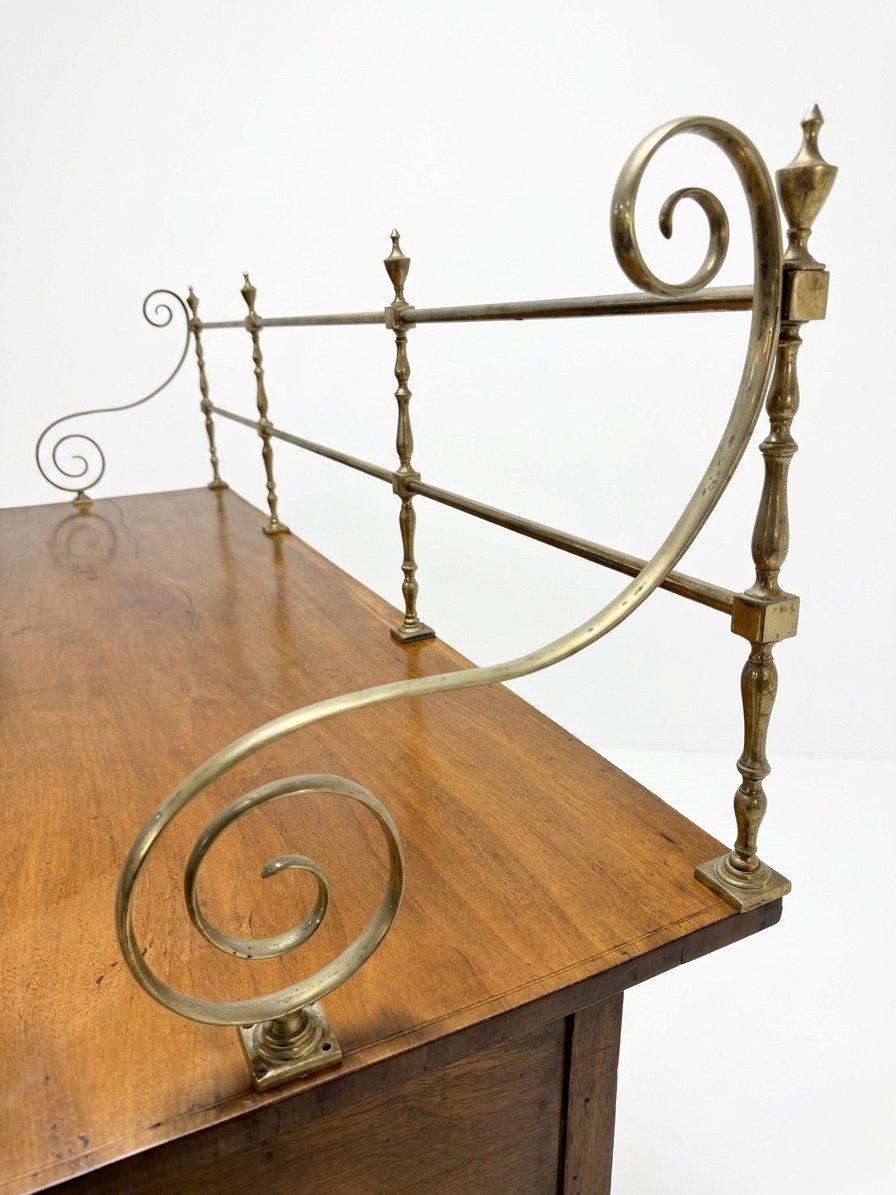 19th Century Mahogany Inverted Breakfront Sideboard with Brass Gallery - Image 4