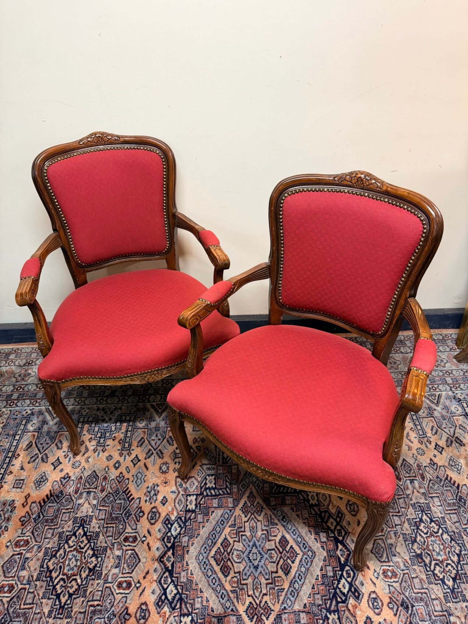 Pair of Vintage French Carved Chairs - Image 2