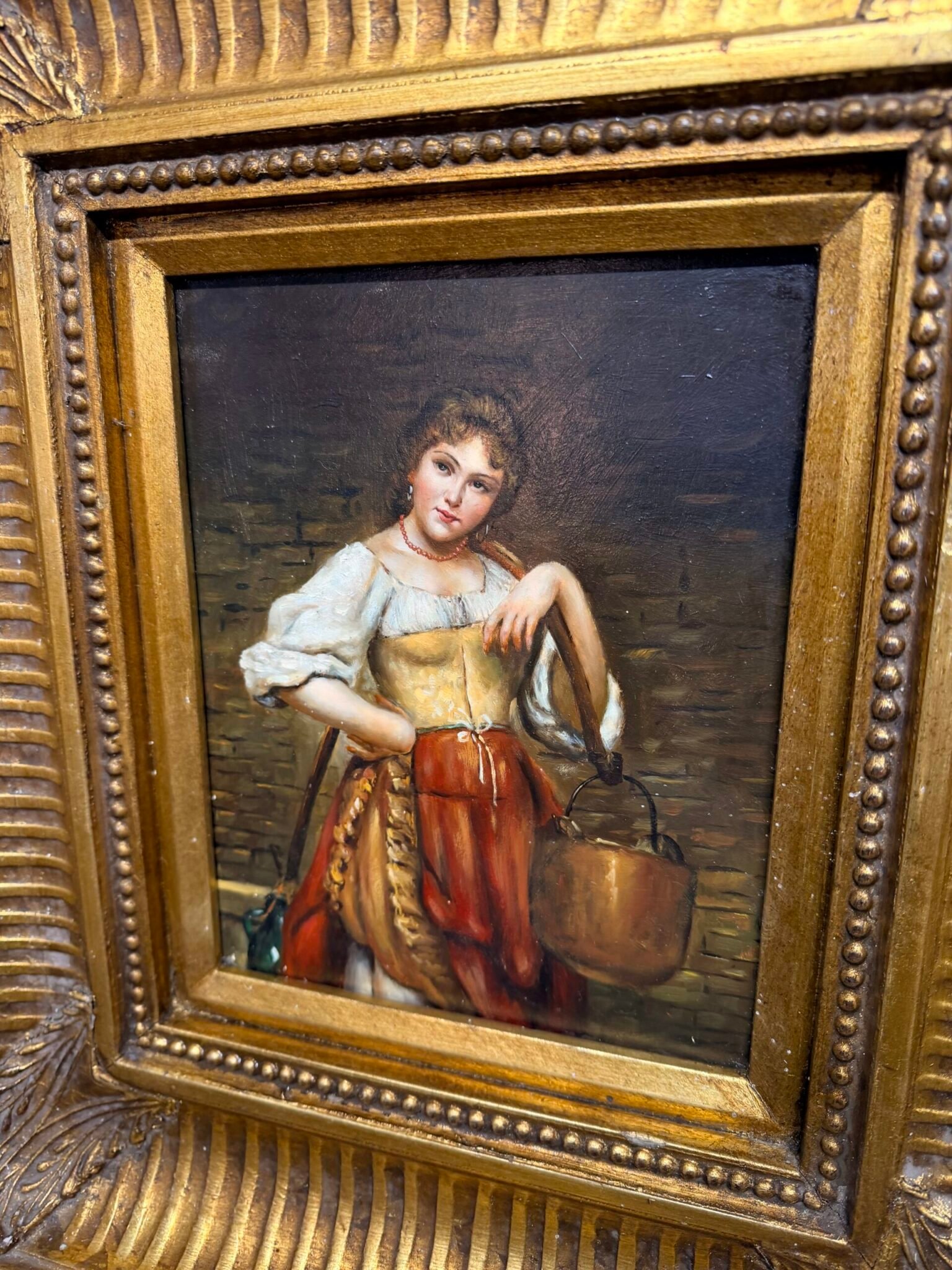Gallery Quality Oil on Board After Eugen von Blaas – The Water Carrier - Image 4