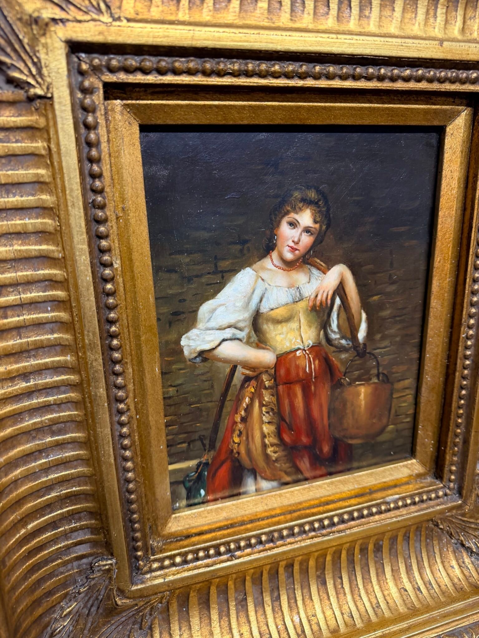 Gallery Quality Oil on Board After Eugen von Blaas – The Water Carrier - Image 5