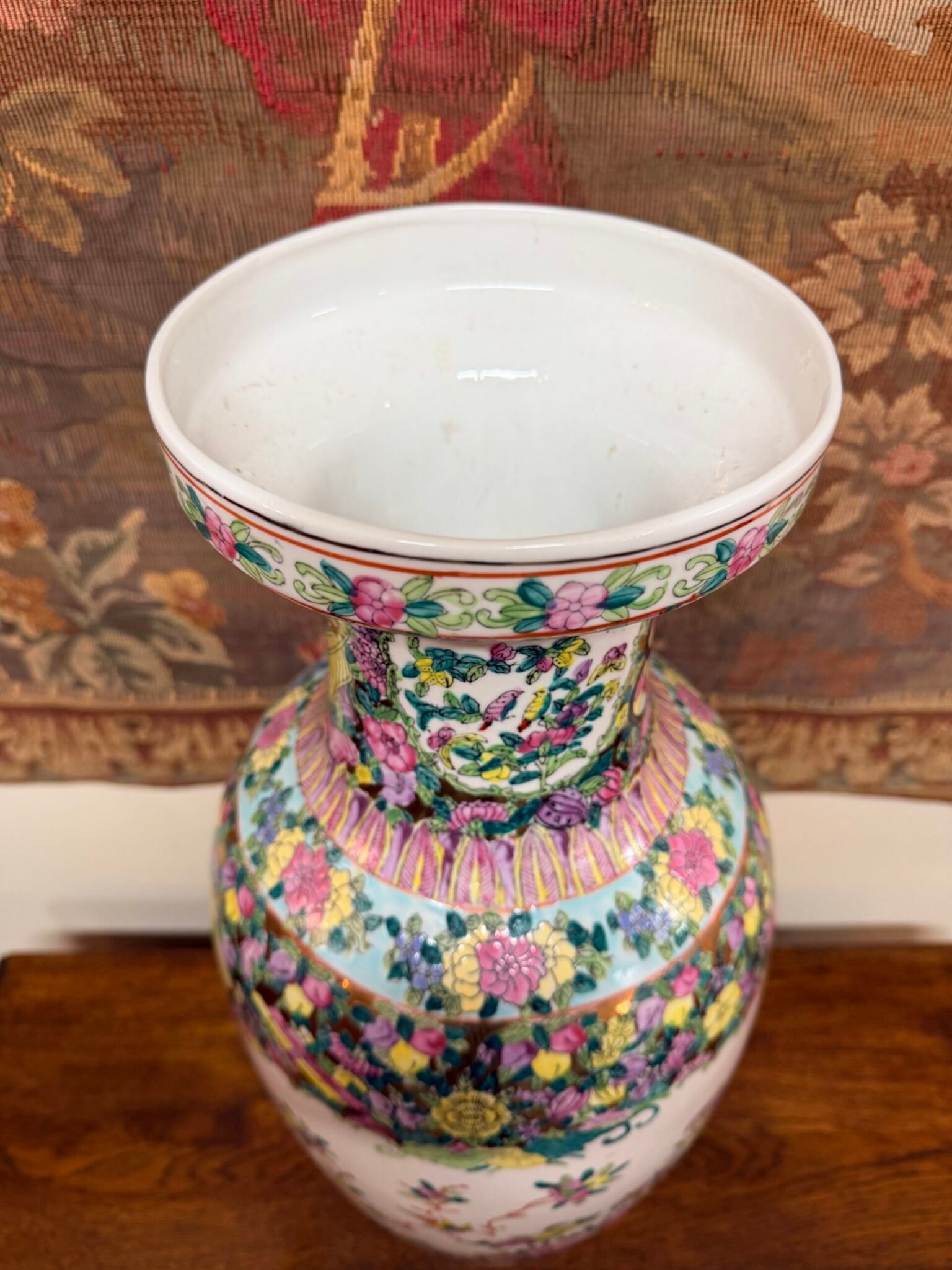 Vintage Hand-Painted Famille Rose Ceramic Vase - Image 3