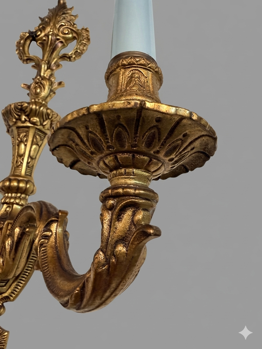 Elegant Antique French Bronze Sconces - Image 4