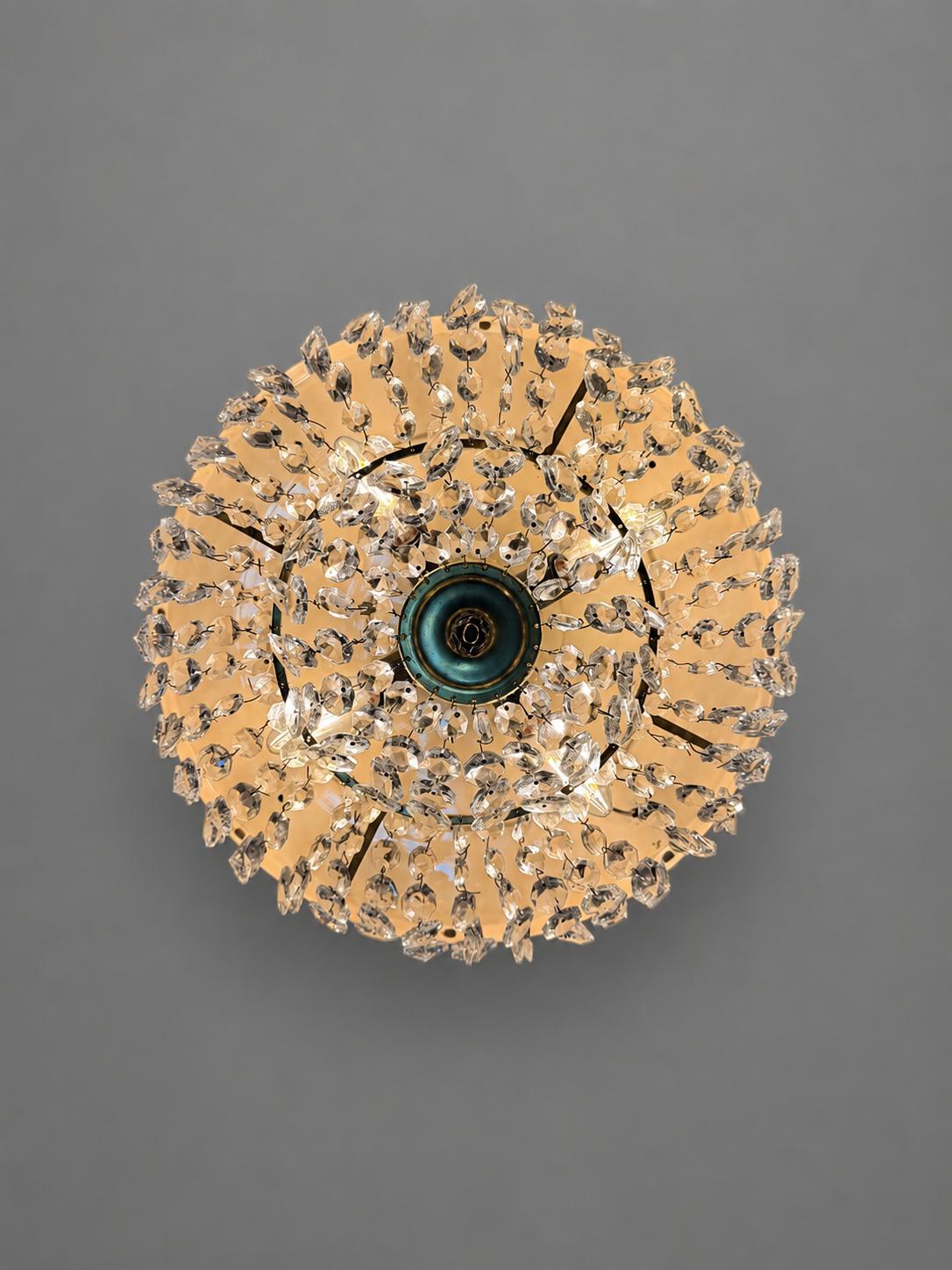 Vintage 1960s Italian Brass & Crystal Pendant Light - Image 3