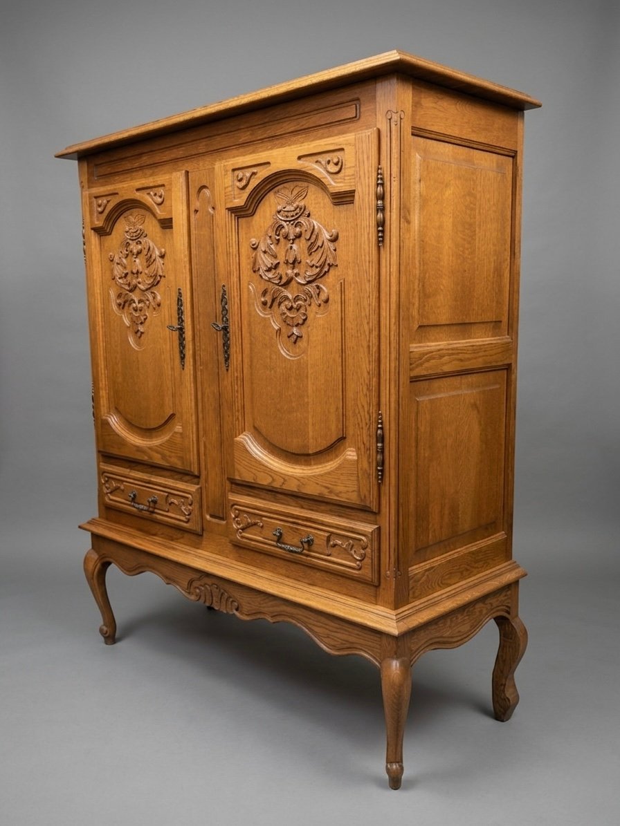 Elegant 1940s French Oak Large Credenza or Highboard - Image 5