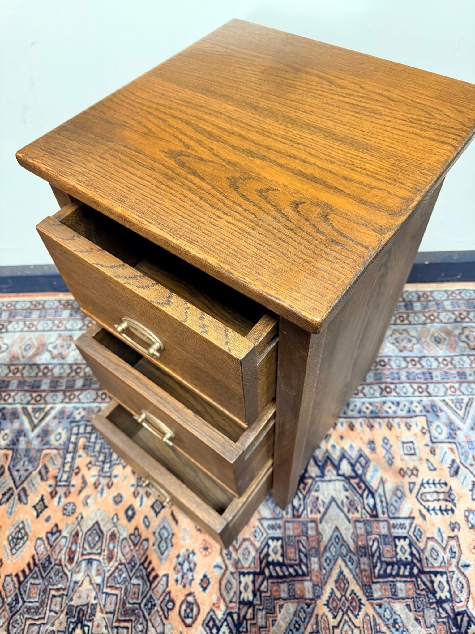 Vintage French Country Oak Nightstand - Image 4