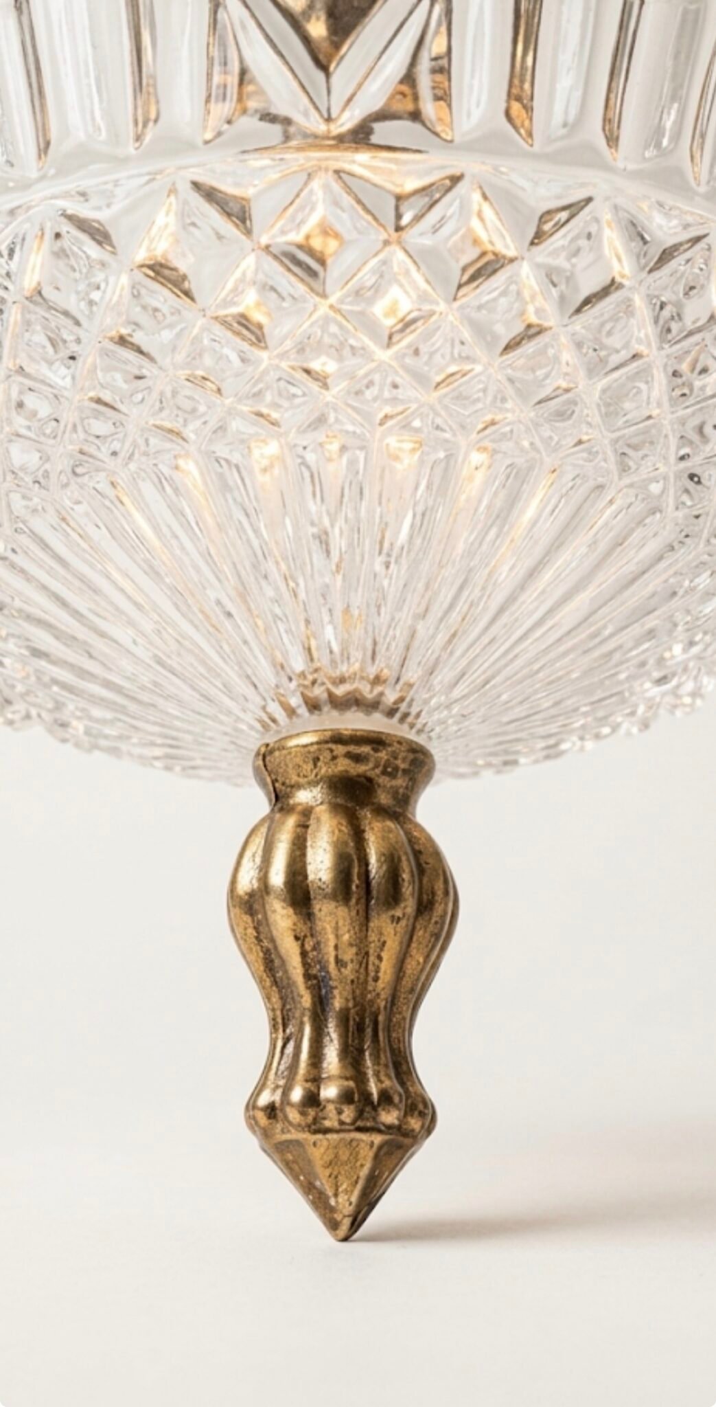 Vintage Textured Glass & Brass Pendant Light - Image 2