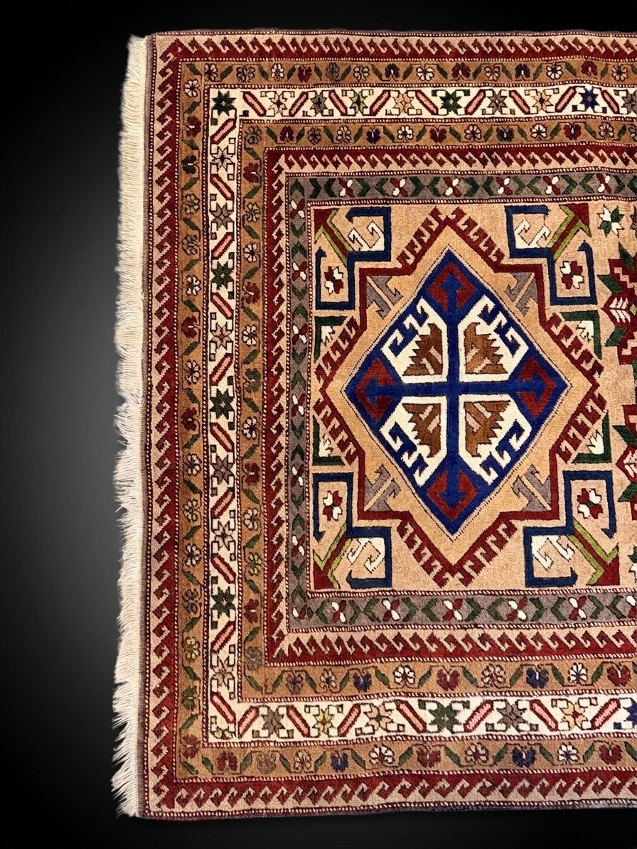 Vintage Turkish Hand Knotted Kars Kazak Rug - Image 3