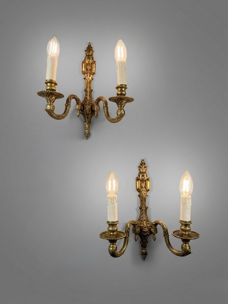 Pair of Antique French Bronze Wall Sconce - Image 2