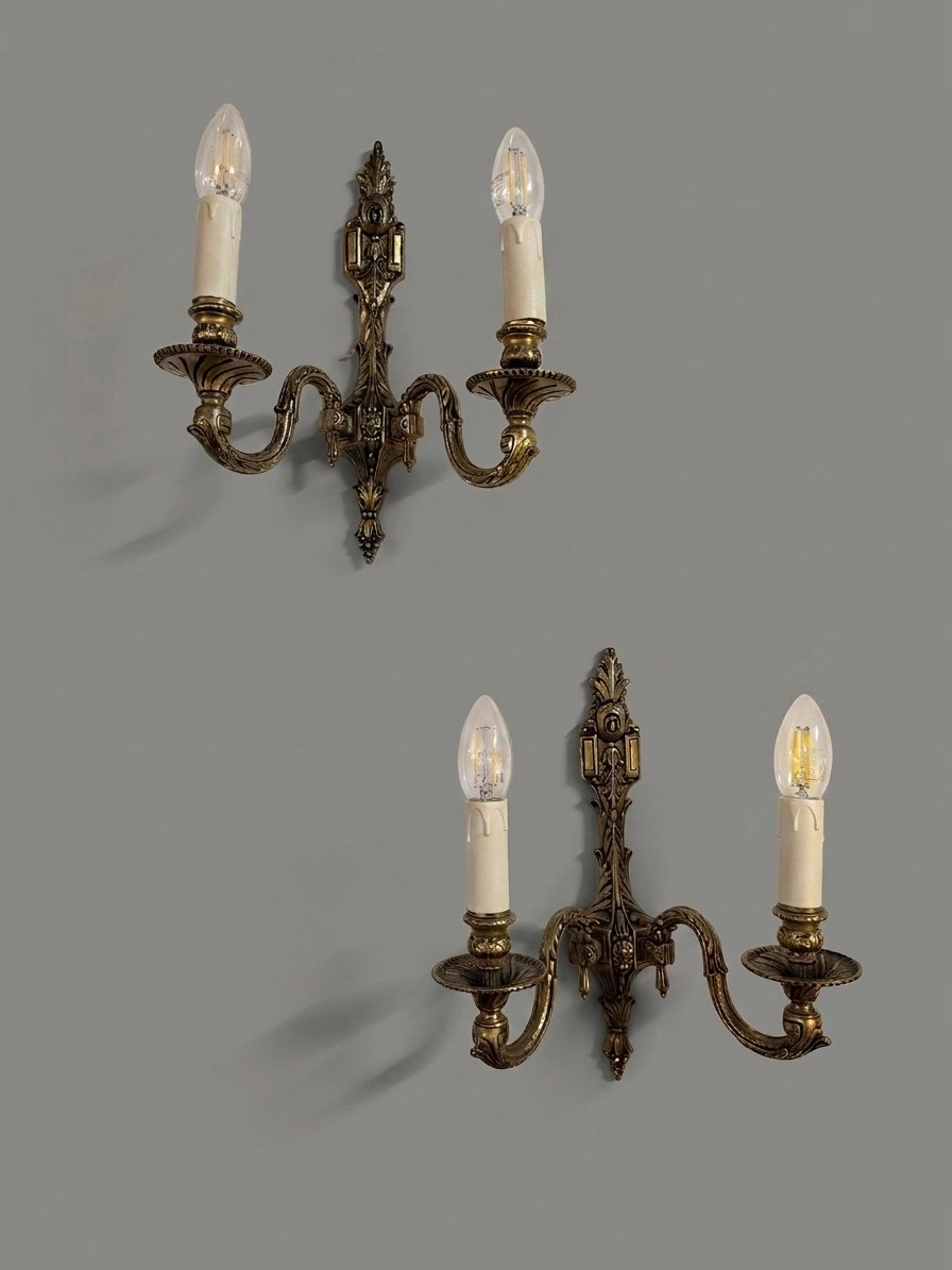 Pair of Antique French Bronze Wall Sconce - Image 4