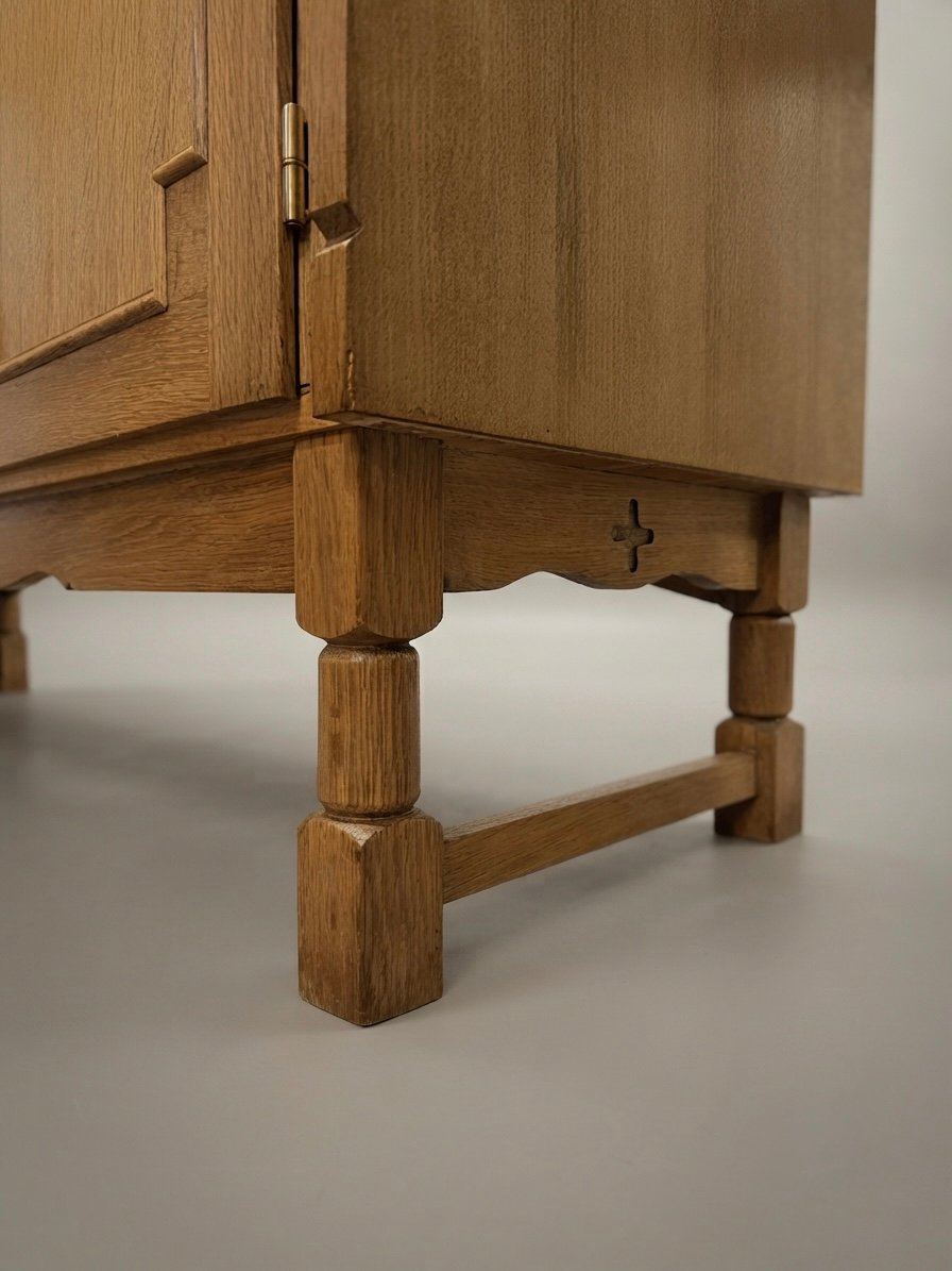 Danish Brutalist Oak Sideboard, 1960s Architectural Design - Image 5