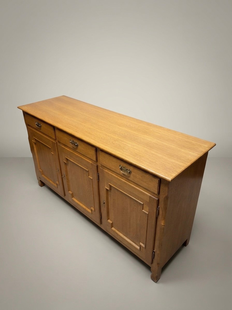 Danish Brutalist Oak Sideboard, 1960s Architectural Design - Image 4