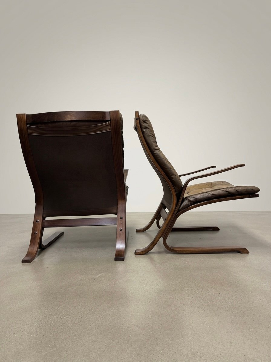 Superb Mid-Century Norwegian Lounge Chairs with Footstool Attributed to Elsa & Nordahl Solheim - Image 3