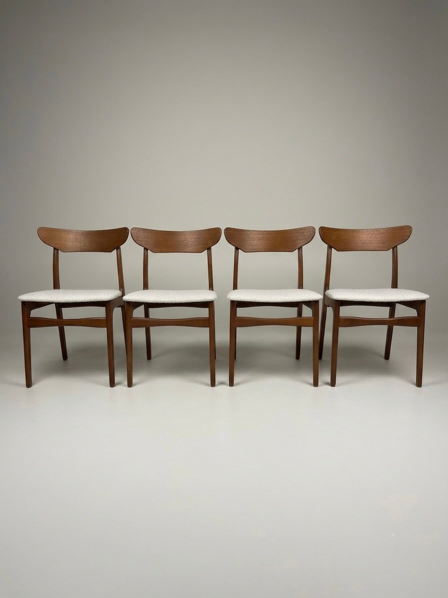 Iconic Danish Mid-Century Teak & Wool Dining Chairs by Schionning & Elgaard - Image 2