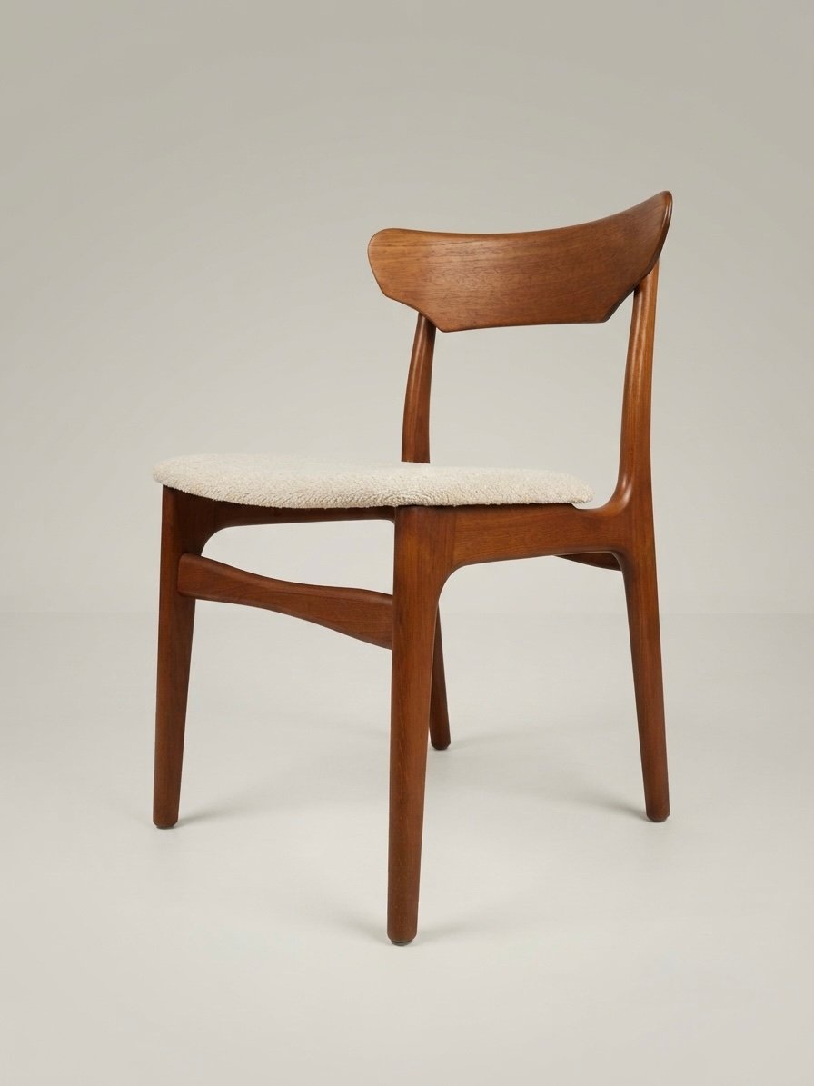 Iconic Danish Mid-Century Teak & Wool Dining Chairs by Schionning & Elgaard - Image 6