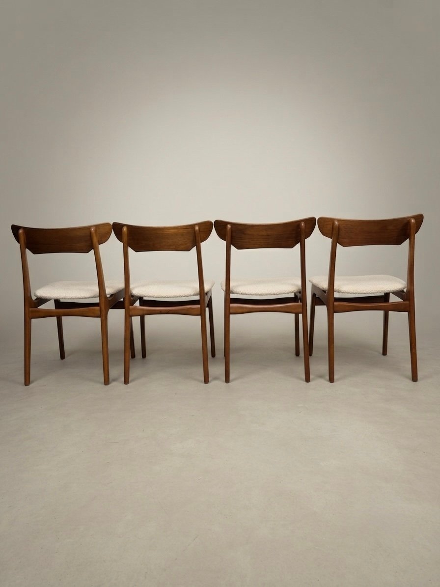 Iconic Danish Mid-Century Teak & Wool Dining Chairs by Schionning & Elgaard - Image 3