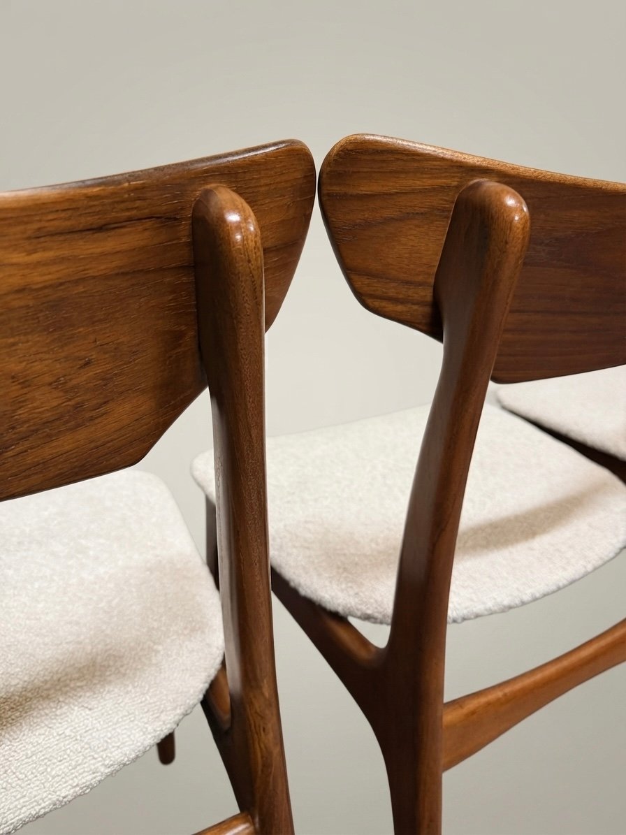 Iconic Danish Mid-Century Teak & Wool Dining Chairs by Schionning & Elgaard - Image 4