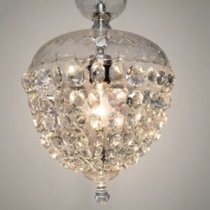 Vintage Cut Glass Basket Pendant Chandelier