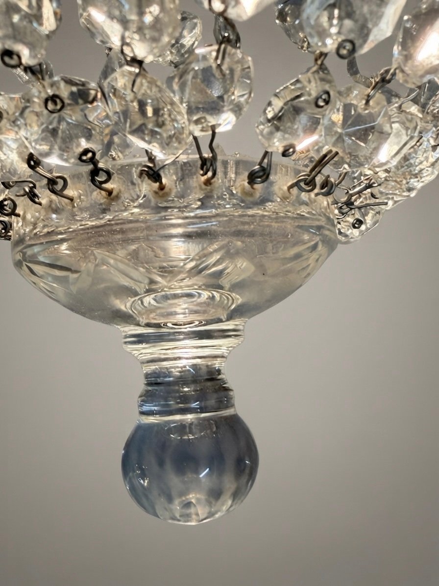 Vintage Cut Glass Basket Pendant Chandelier - Image 3