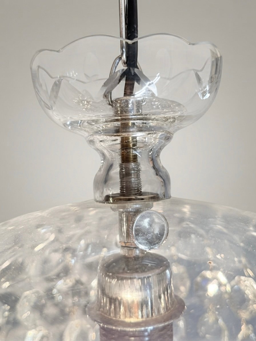 Vintage Cut Glass Basket Pendant Chandelier - Image 4