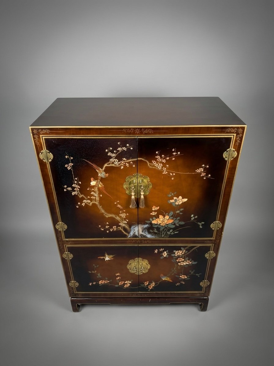 20th Century Chinese Carved & Lacquered Armoire - Image 3