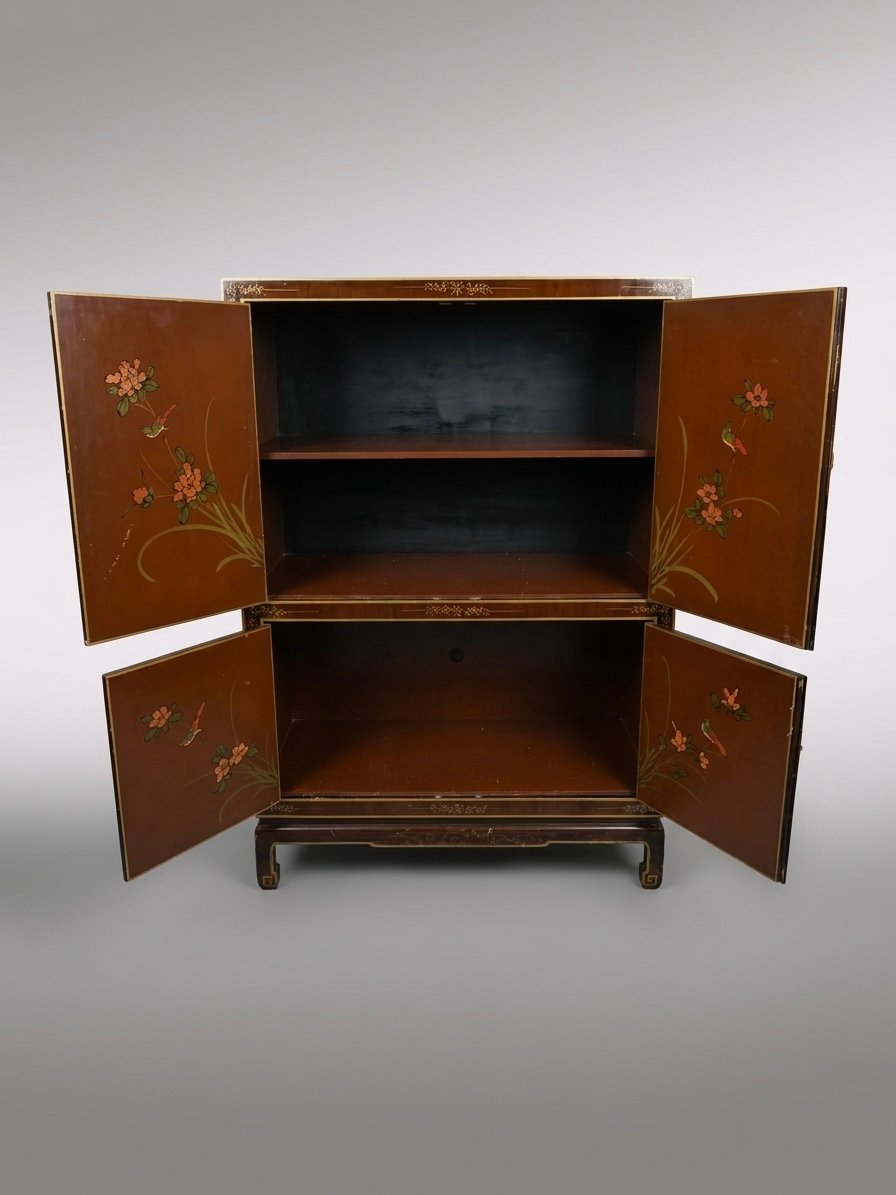 20th Century Chinese Carved & Lacquered Armoire - Image 5