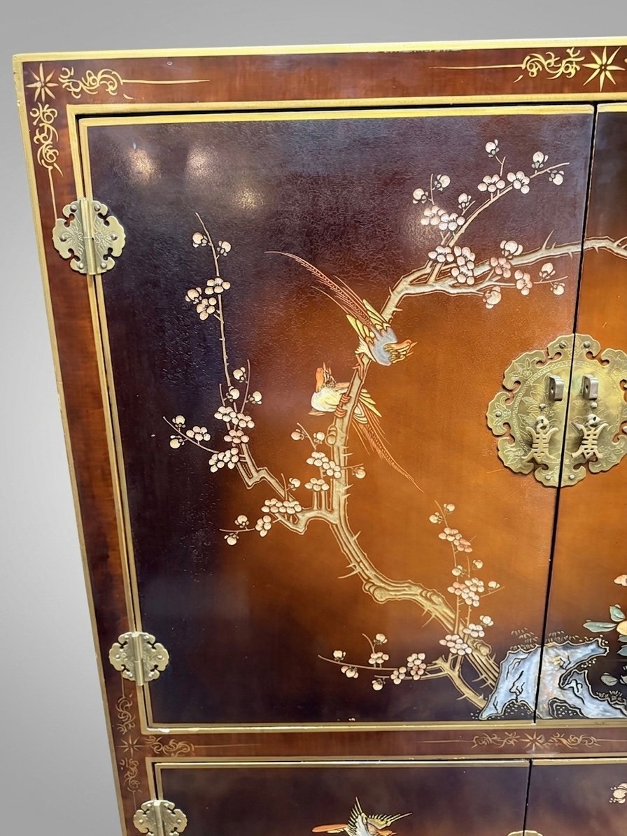 20th Century Chinese Carved & Lacquered Armoire - Image 6
