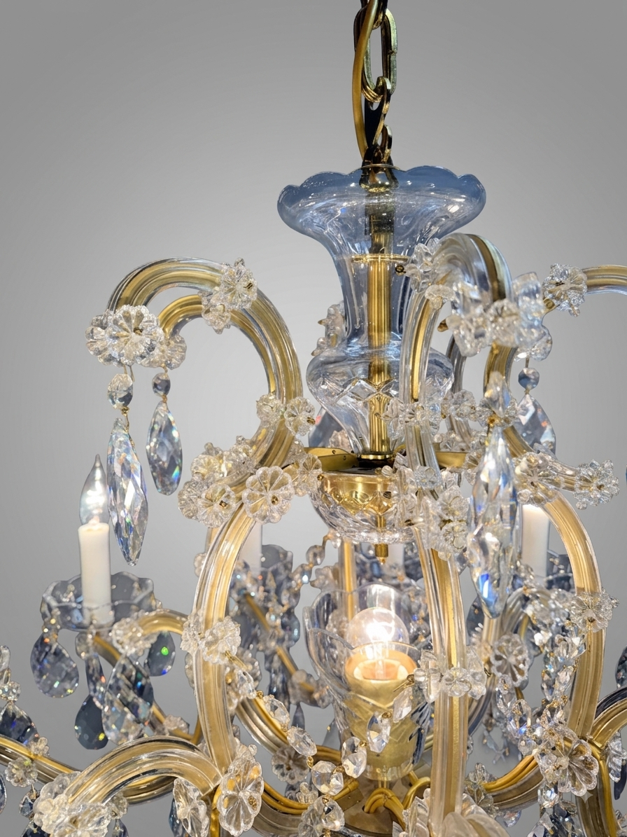 Statement Marie Theresa Crystal & Brass 12 Branch Chandelier - Image 5