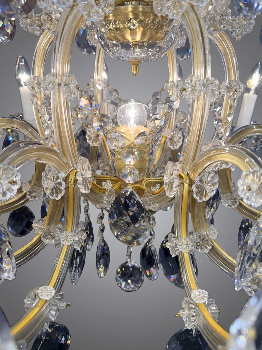Statement Marie Theresa Crystal & Brass 12 Branch Chandelier - Image 6