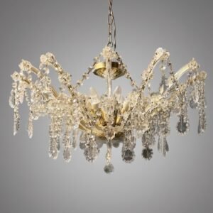 Elegant Marie Theresa Semi Flush Brass & Crystal 8 Light Chandelier