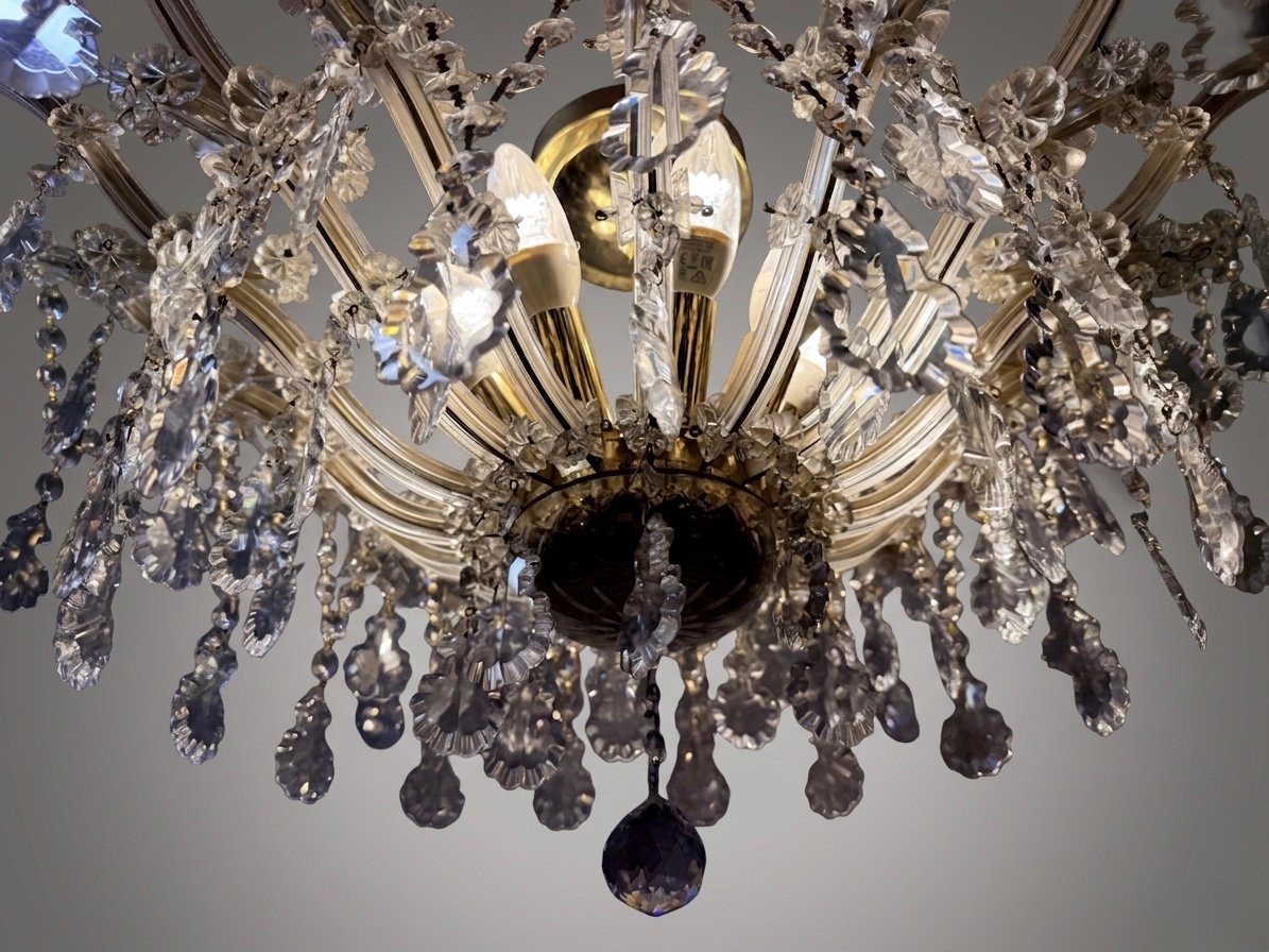 Elegant Marie Theresa Semi Flush Brass & Crystal 8 Light Chandelier - Image 6