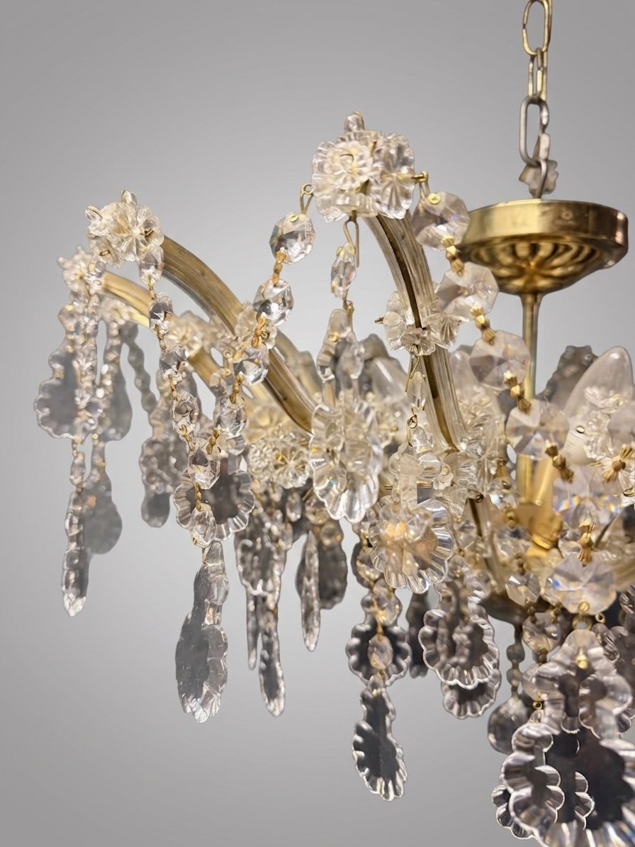Elegant Marie Theresa Semi Flush Brass & Crystal 8 Light Chandelier - Image 4