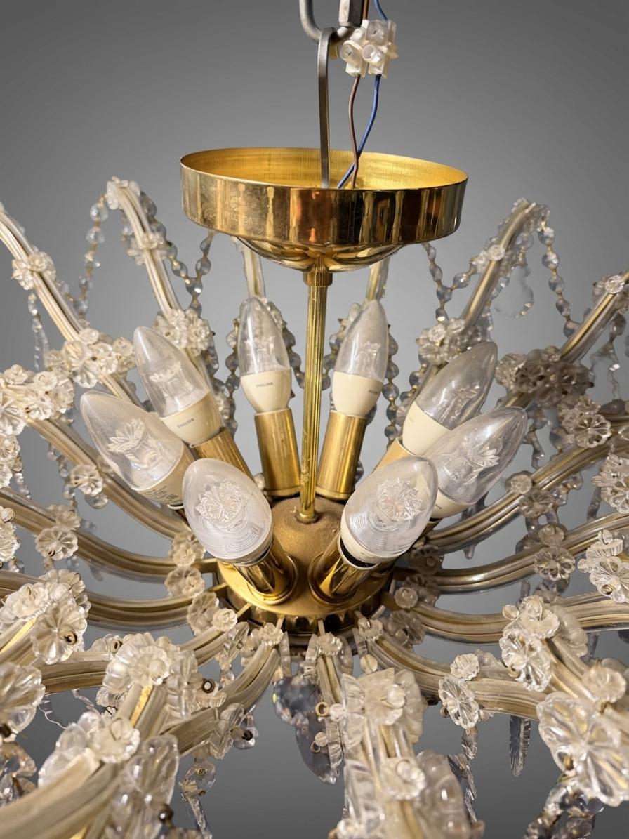Elegant Marie Theresa Semi Flush Brass & Crystal 8 Light Chandelier - Image 5