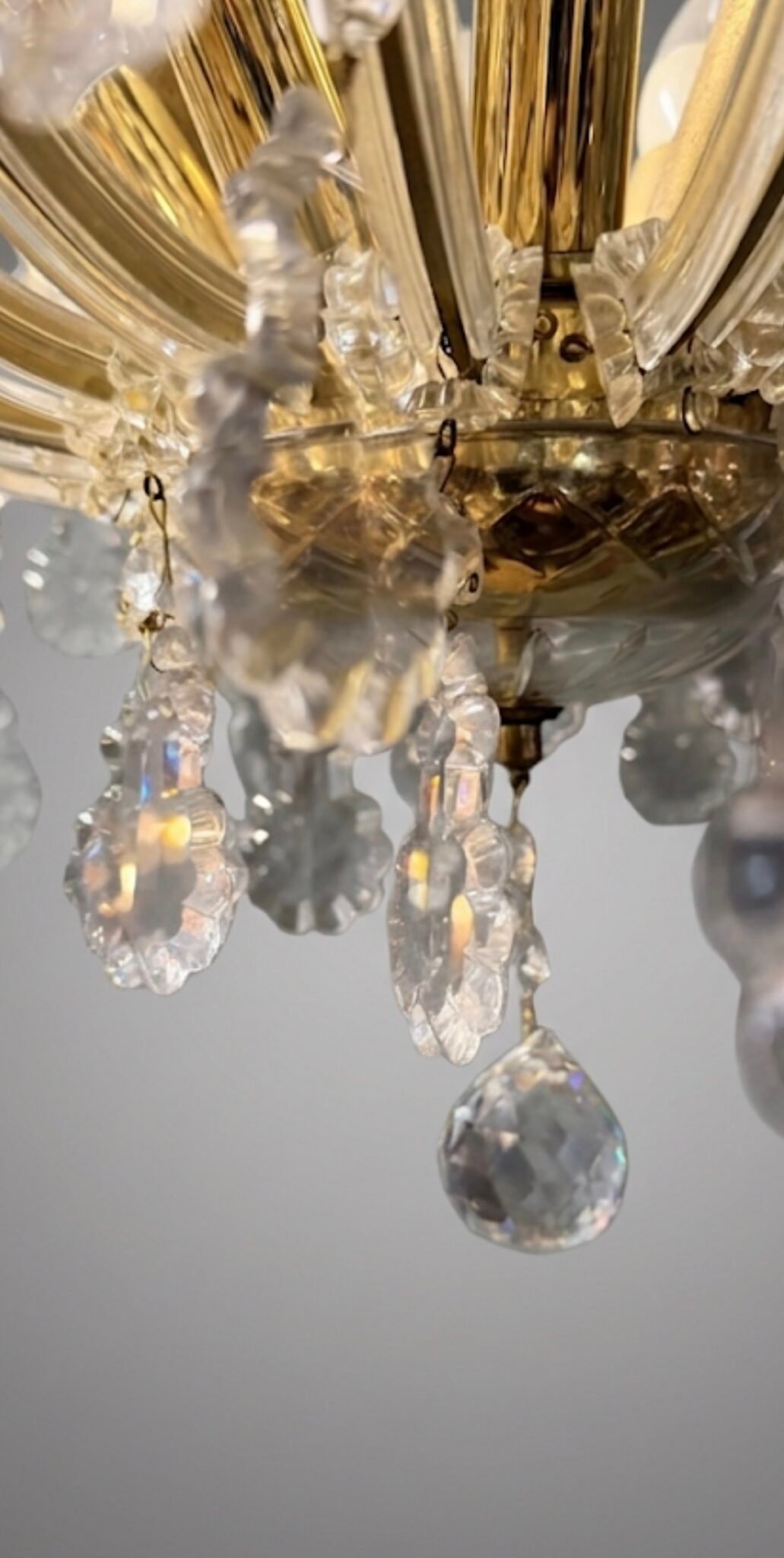 Elegant Marie Theresa Semi Flush Brass & Crystal 8 Light Chandelier - Image 2