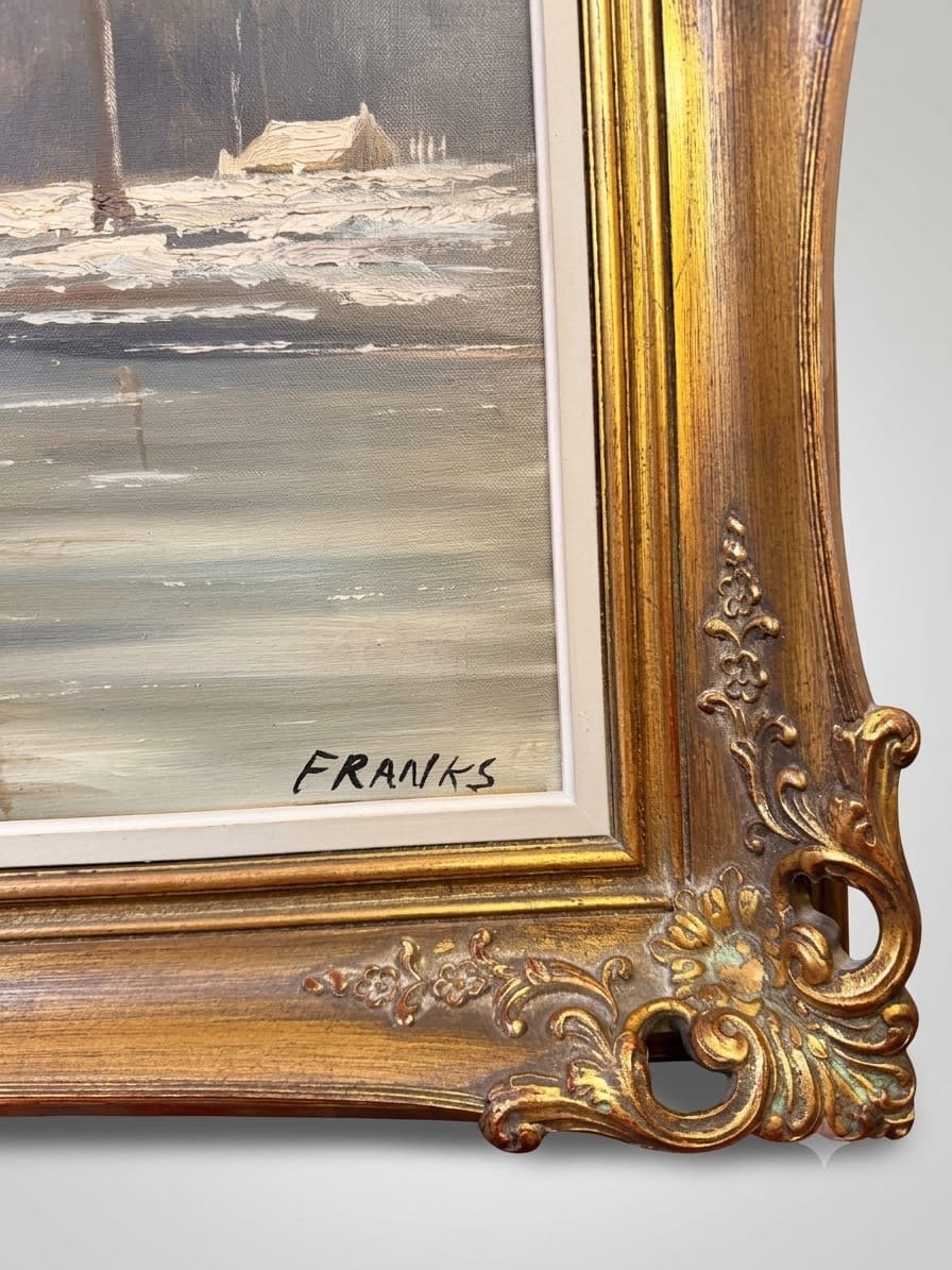 Magnificent Large-Scale Dutch Winter River Landscape Oil Painting - Image 3