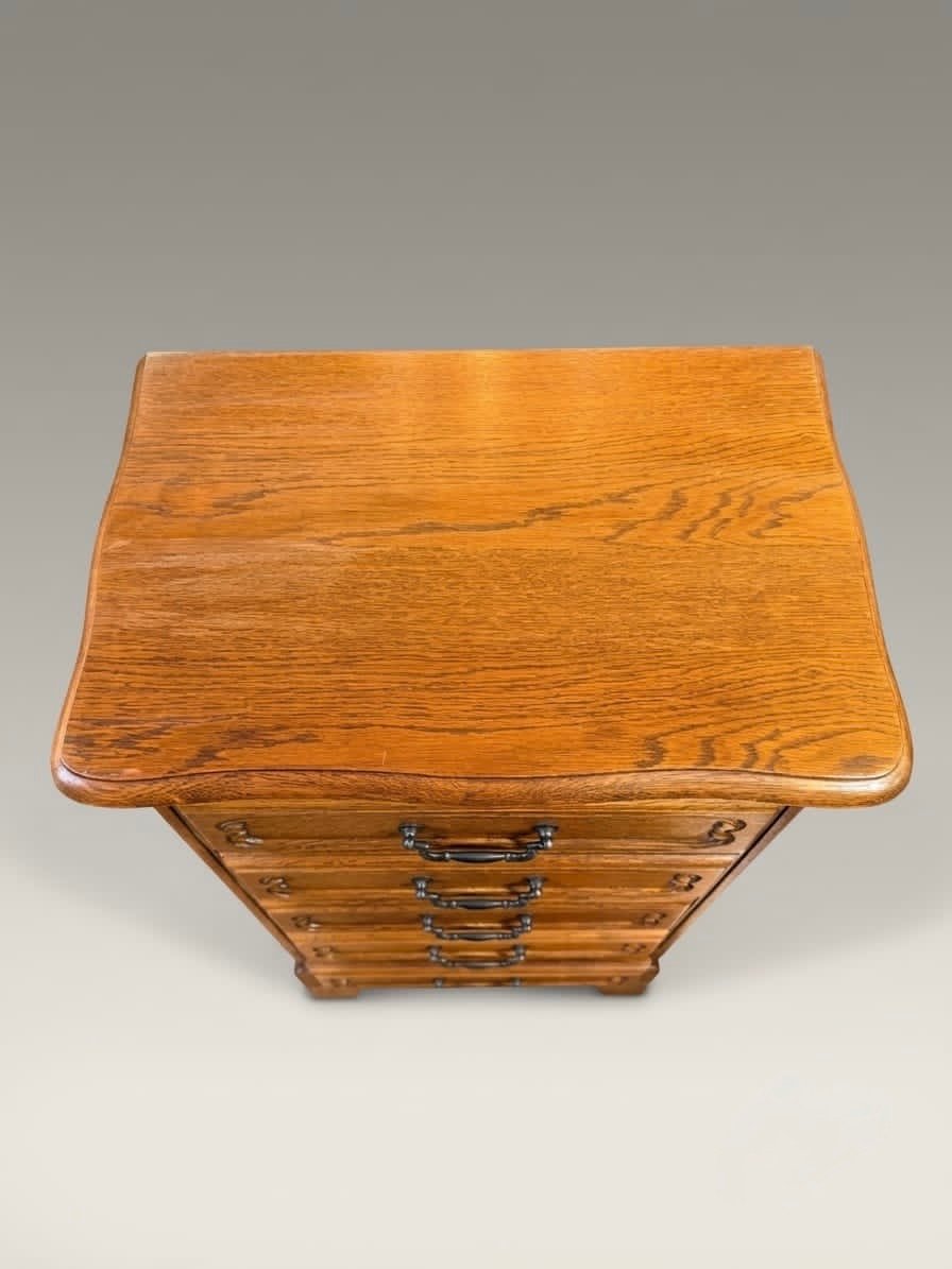 Vintage French Country Carved Oak Tallboy - Image 2