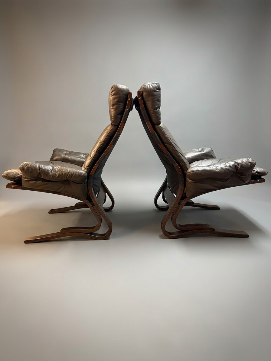 1970s Norwegian Rykken & Co Attributed Leather Lounge Chair Set - Image 8