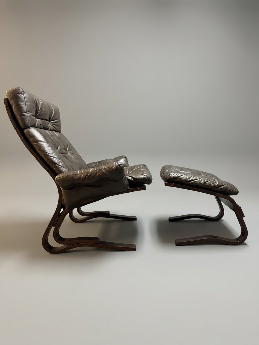 1970s Norwegian Rykken & Co Attributed Leather Lounge Chair Set - Image 6
