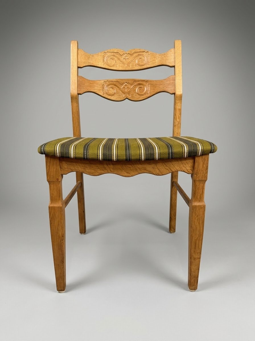 Rare Set of 6 Mid-Century Modern Oak Dining Chairs by Henning Kaernulf for EG-Mobel, 1970s - Image 3