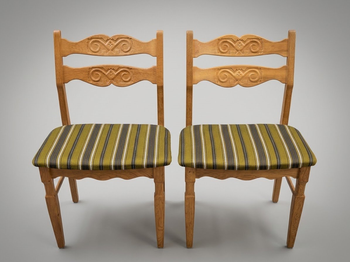 Rare Set of 6 Mid-Century Modern Oak Dining Chairs by Henning Kaernulf for EG-Mobel, 1970s - Image 6