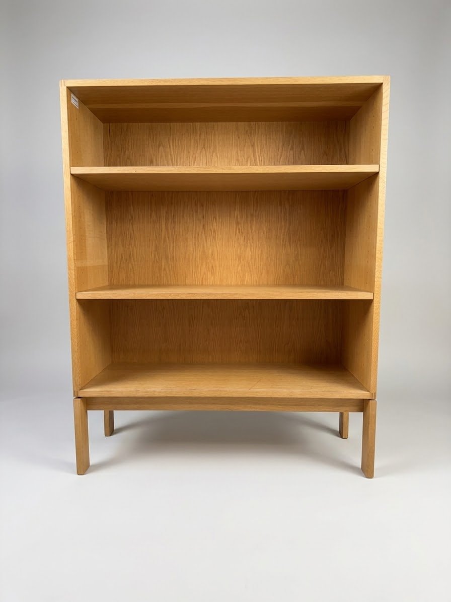 Vintage Mid-Century Modern Open Oak Bookcase with Adjustable Shelving by Henning Jenssen for Munch Mobler. - Image 2