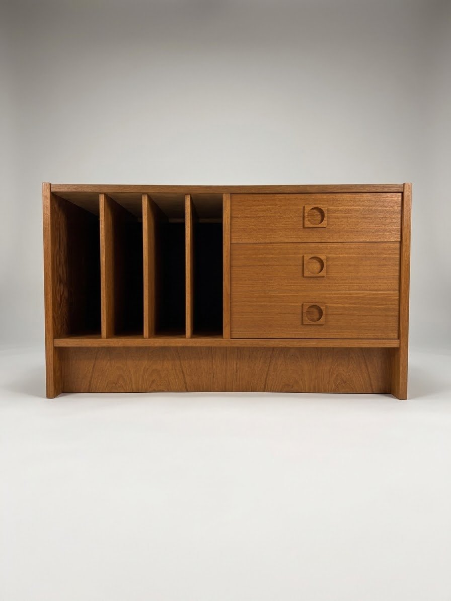 Vintage Danish Teak LP Record Cabinet & Media Console - Image 5