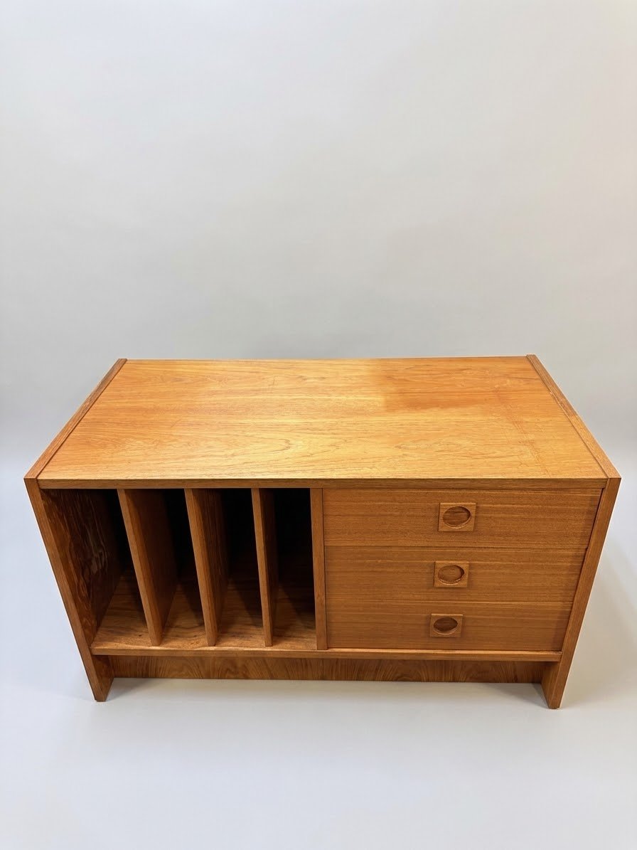 Vintage Danish Teak LP Record Cabinet & Media Console - Image 4