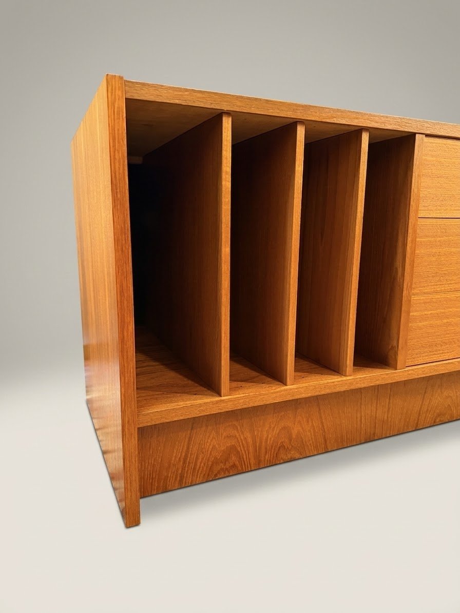 Vintage Danish Teak LP Record Cabinet & Media Console - Image 3