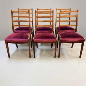 Set of Six G Plan Fresco Teak Ladder Back Dining Chairs